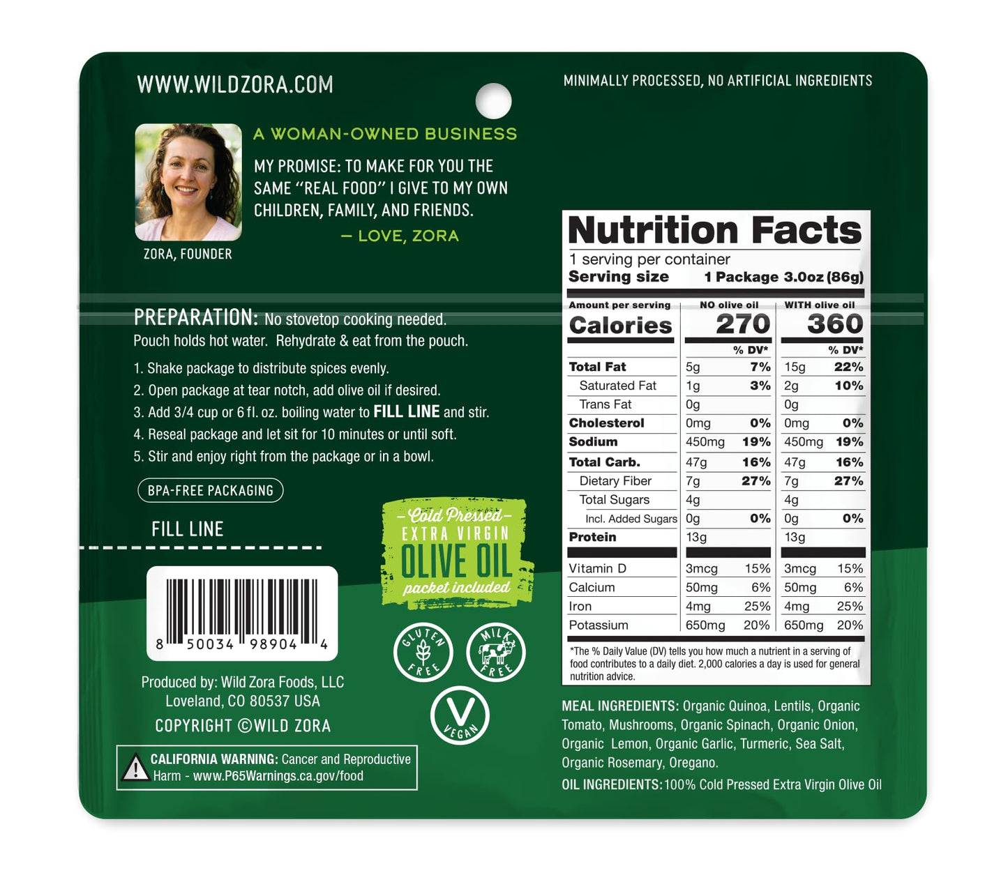 Wild Zora Quinoa Meals - Vegan Variety Sampler with Lentils & Olive Oil, 3 Ounce (Pack of 4) - Gluten-Free Pantry Staples