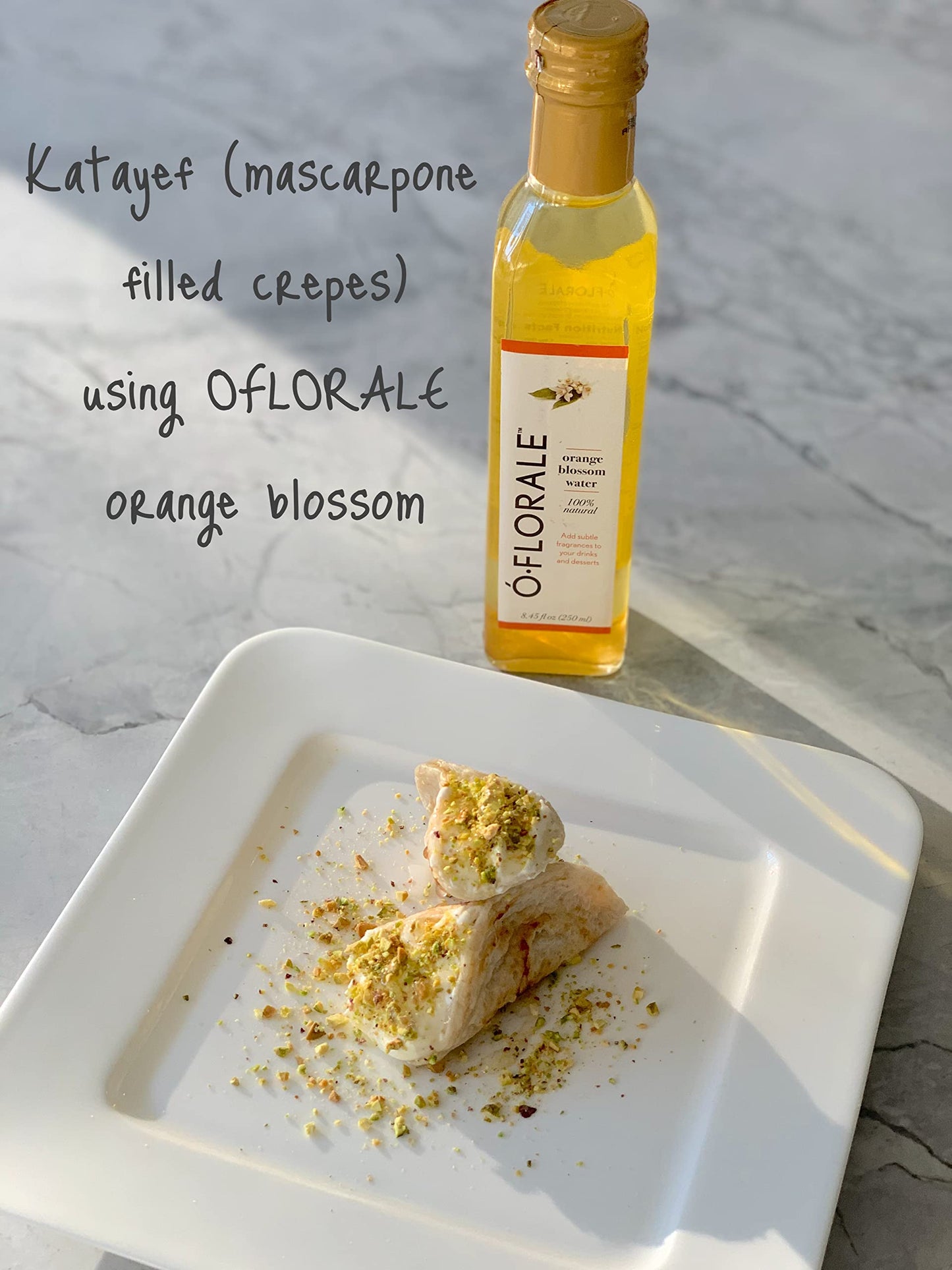 Oflorale Orange Blossom Water, 8.45 Fl Oz, Food Grade, 100% Pure & Natural, No Sugar, Zero Calories, For Cooking, Baking And Coc
