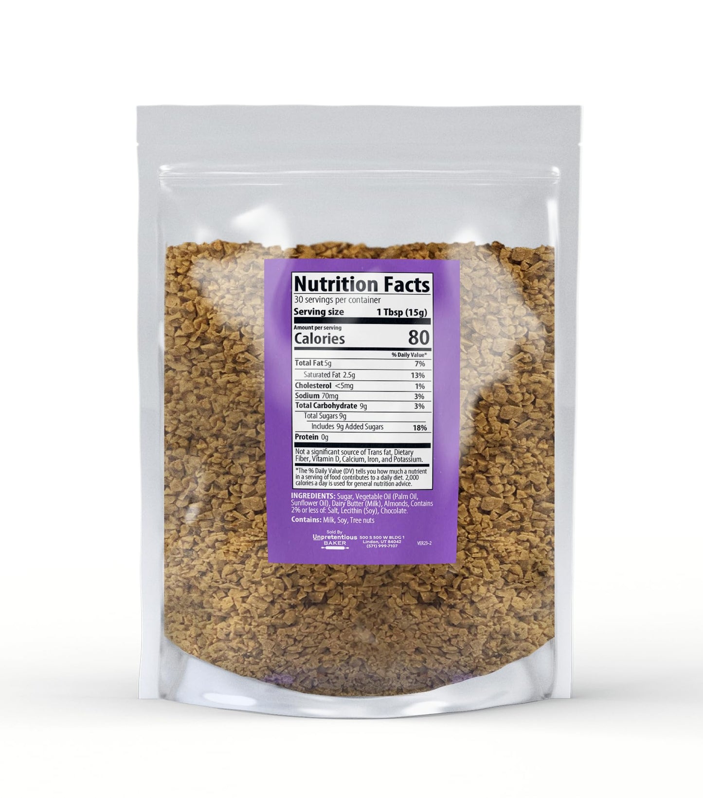 Unpretentious Toffee Bits, 1 lb, Ice Cream Topping, Baking, Desserts
