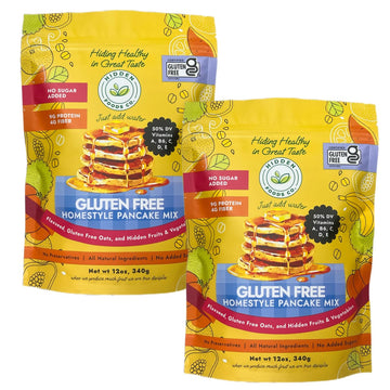 Hidden Foods Homestyle Gluten Free Protein Pancake Mix Oats, Fruit & Veggie Blend No Sugar Added Contains Milk Monk Fruit Sweete