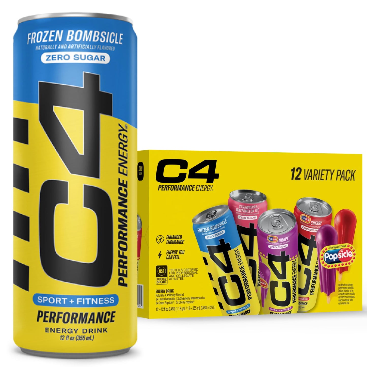 Cellucor C4 Energy Drink Variety Pack, Sugar Free, 4 Flavors, 12 Fl Oz, Pack of 12