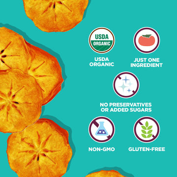 Bella Viva Orchards Organic Dried Persimmons - USDA-Certified Organic Natural Dried Fruit Slices, Sustainable No Sugar Added Sna