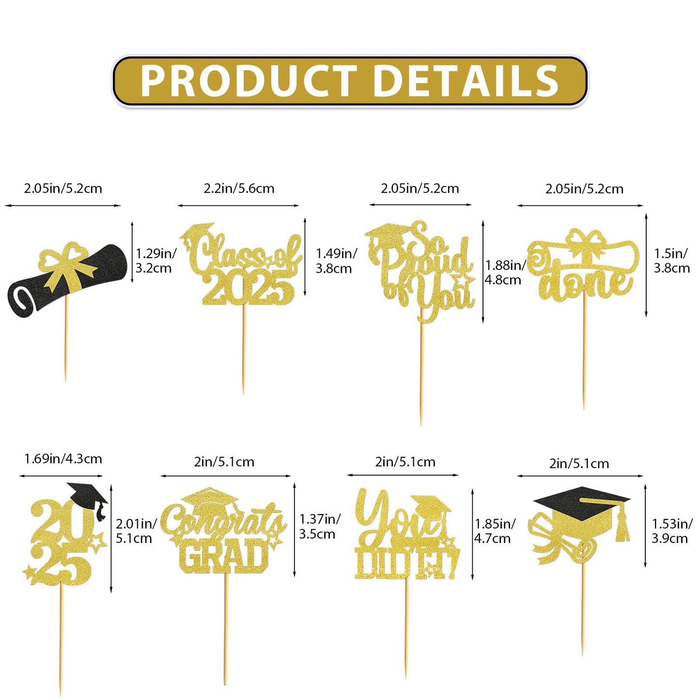 40Pcs Graduation Cupcake Toppers 2025 Graduation Decorations Class Of 2025 Cupcake Toppers 2025 Congrats Grad Cupcake Topper Con