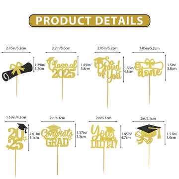 40Pcs Graduation Cupcake Toppers 2025 Graduation Decorations Class Of 2025 Cupcake Toppers 2025 Congrats Grad Cupcake Topper Con