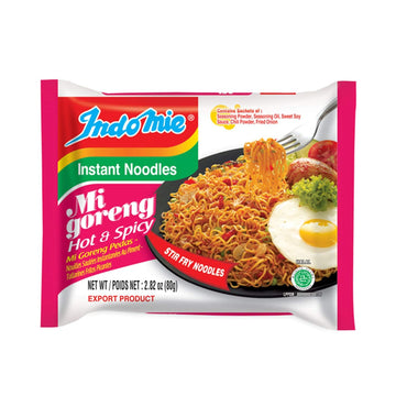 Indomie Mi Goreng Instant Stir Fry Noodles, Hot & Spicy Flavor, 2.82 Ounce (Pack of 30)