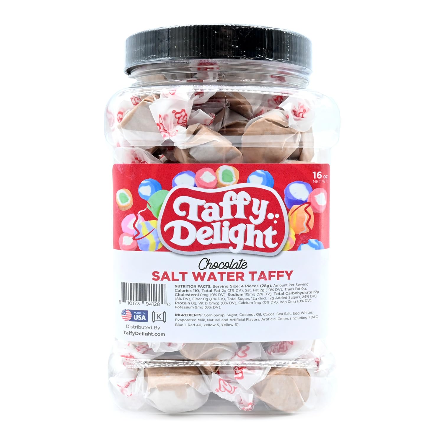 Taffy Delight Salt Water Taffy (16oz, Chocolate)