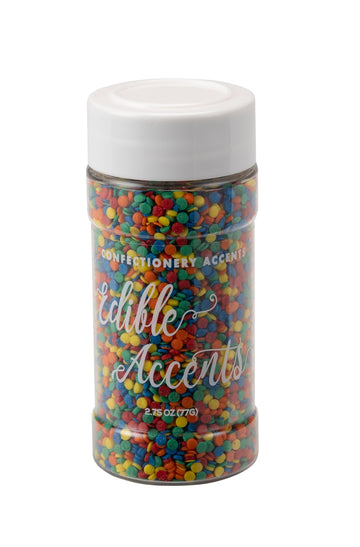 EDIBLE ACCENTS MINI BRIGHT SEQUINS - Confectionery Accents, Gluten Free, Egg Free, Nuts Free, Kosher, Fancy Sprinkles Medley Mix