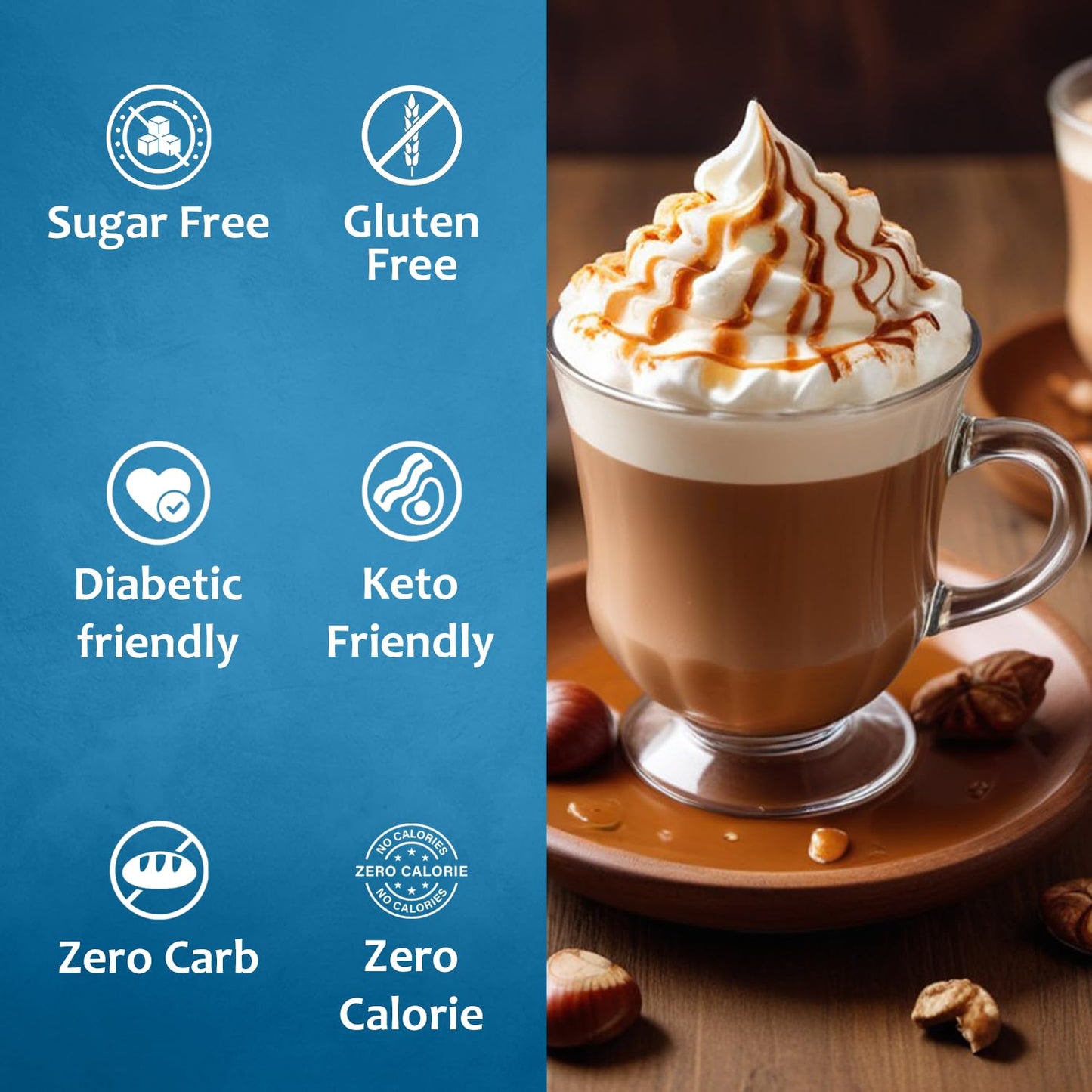 Syruvia Sugar-Free Chestnut Praline Coffee Syrup - 25.4 fl oz. Premium Coffee Flavoring Syrup. 0 Calories, Kosher, and Gluten-Fr