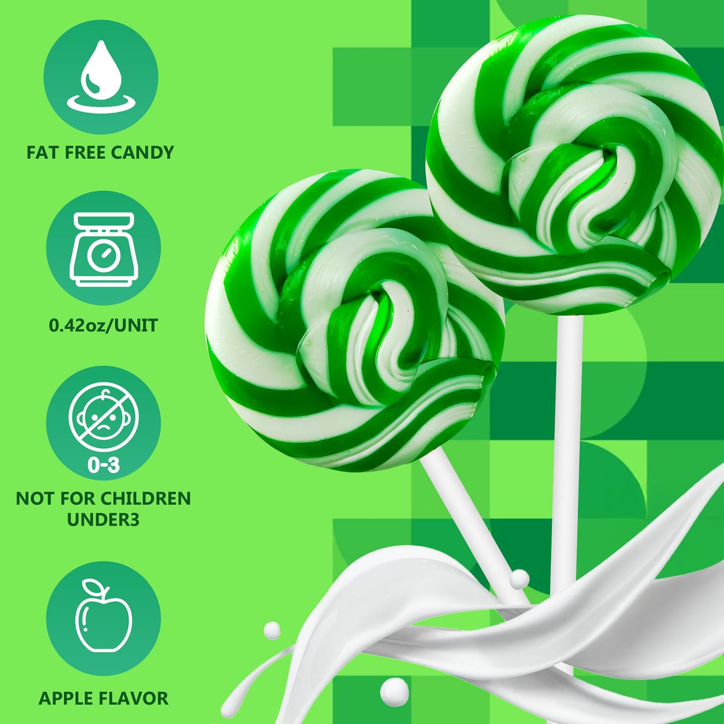 32 Pack Twist & Swirl Lollipops Suckers Individually Wrapped Bulk, St. Patrick'S Day Candy Suckers, Green & White Swirl Lollipop