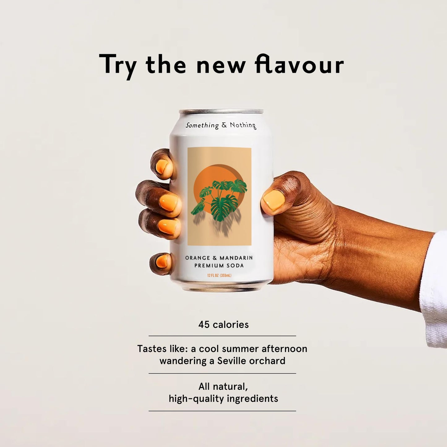 Something & Nothing Orange & Mandarin Flavored Sparkling Water | Lightly Carbonated & Full of Flavor with Added G & Lemon Juice | Vegan & Low Calorie enhanced Soda | 12 Fl Oz Cans (Pack of 12)