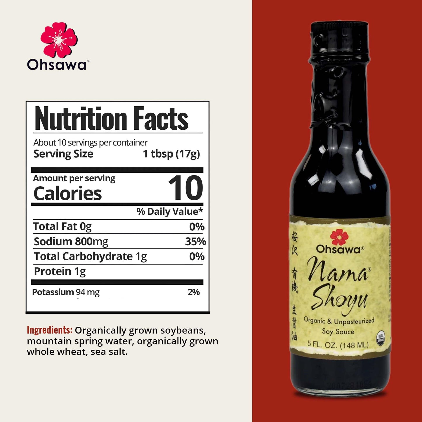 ???????? OHSAWA Organic Nama Shoyu Sauce, 5 Fl Oz, Pack of 1, Gluten-Free, Non-GMO