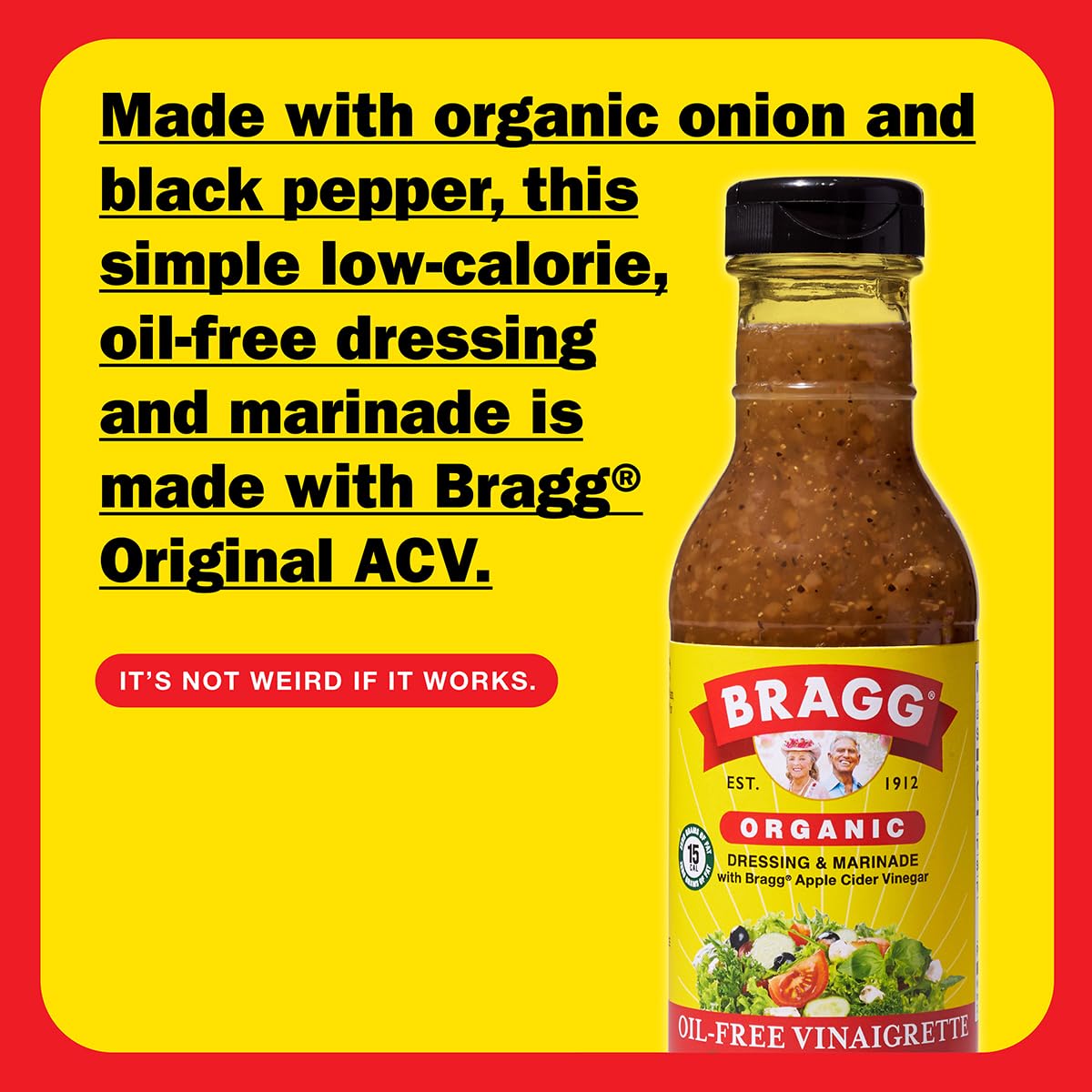 Bragg Organic Oil-Free Vinaigrette Salad Dressing - Gluten-Free - 12 fl oz - Model 74305035128