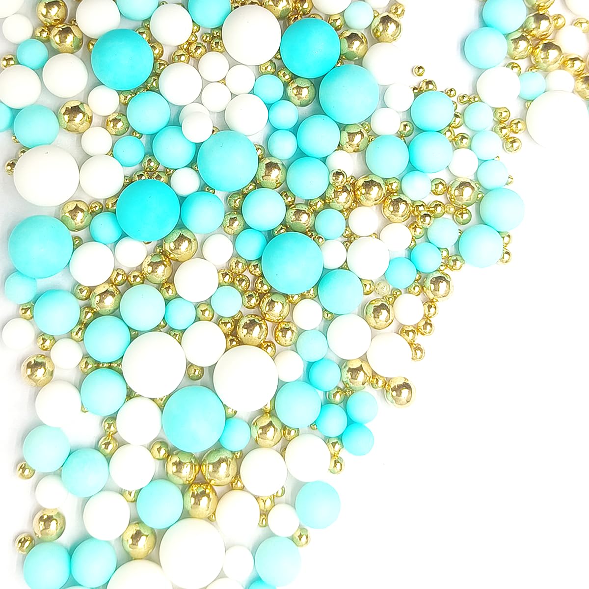 Edible Blue White And Gold Pearl Sprinkles 142G/5.01Oz Mixed Color Size Pearl Sprinkles For Cake Decorating Candy Baking Decorat