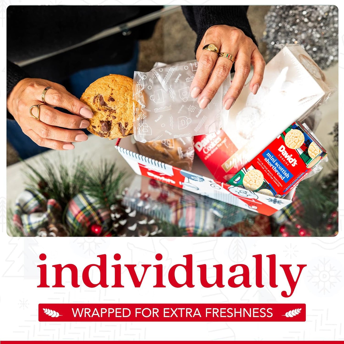 DAVIDS COOKIES Holiday Cookie Gift Basket - Assorted Gourmet Cookies, 3 Pounds