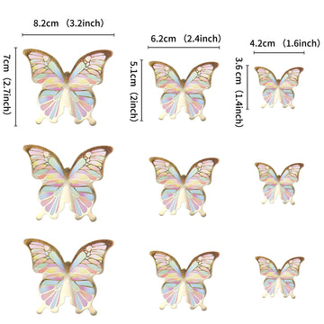 Ercadio 30 Pack 3D Butterfly Cake Toppers - Gold, Mix Sizes, Waterproof, Arts, Cupcake Picks For Baby Shower, Birthday, Wedding,