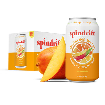 Spindrift Sparkling Water, Mango Orange Flavored, 12 Fl Oz (Pack of 8)