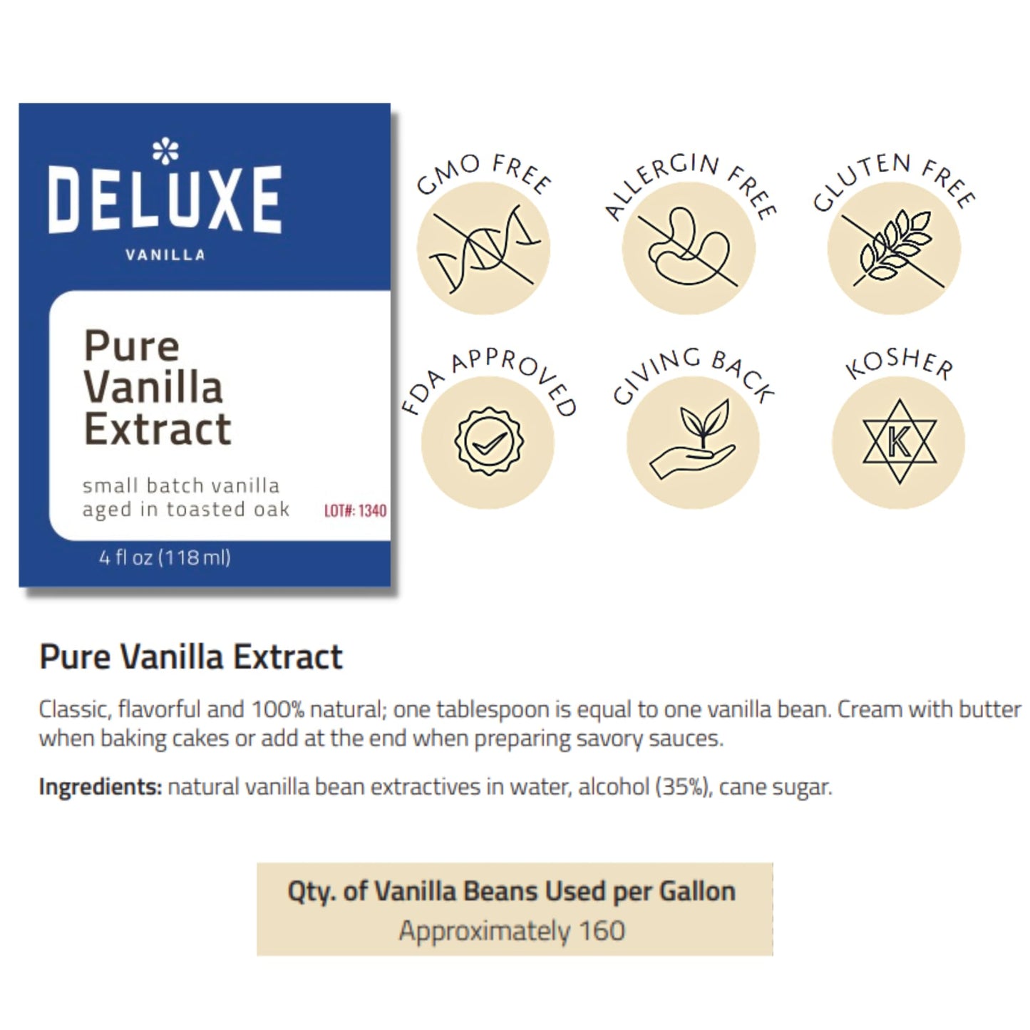 Pure Vanilla Extract Bulk - 128 Oz /1 Gallon Made From Ugandan Vanilla Bean With Rich Creamy Flavor For Baking, Pastries, Desserts.