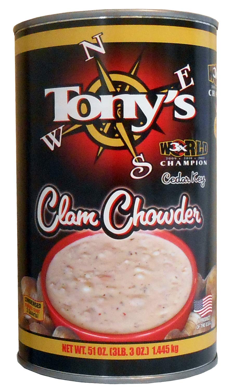 Tonys Clam Chowder 3x Champion Family/Restaurant Size 51oz (Pack of 3)