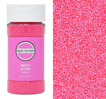 MYSTIC SPRINKLES Pretty In Pink Nonpareils 3oz Bottle - Colorful Baking Sprinkles for Cakes, Cupcakes, and Desserts