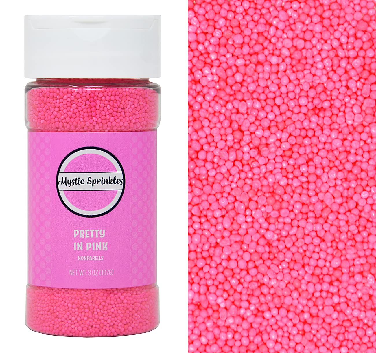 Mystic Sprinkles Nonpareils 3.0Oz Bottle (Pretty In Pink)