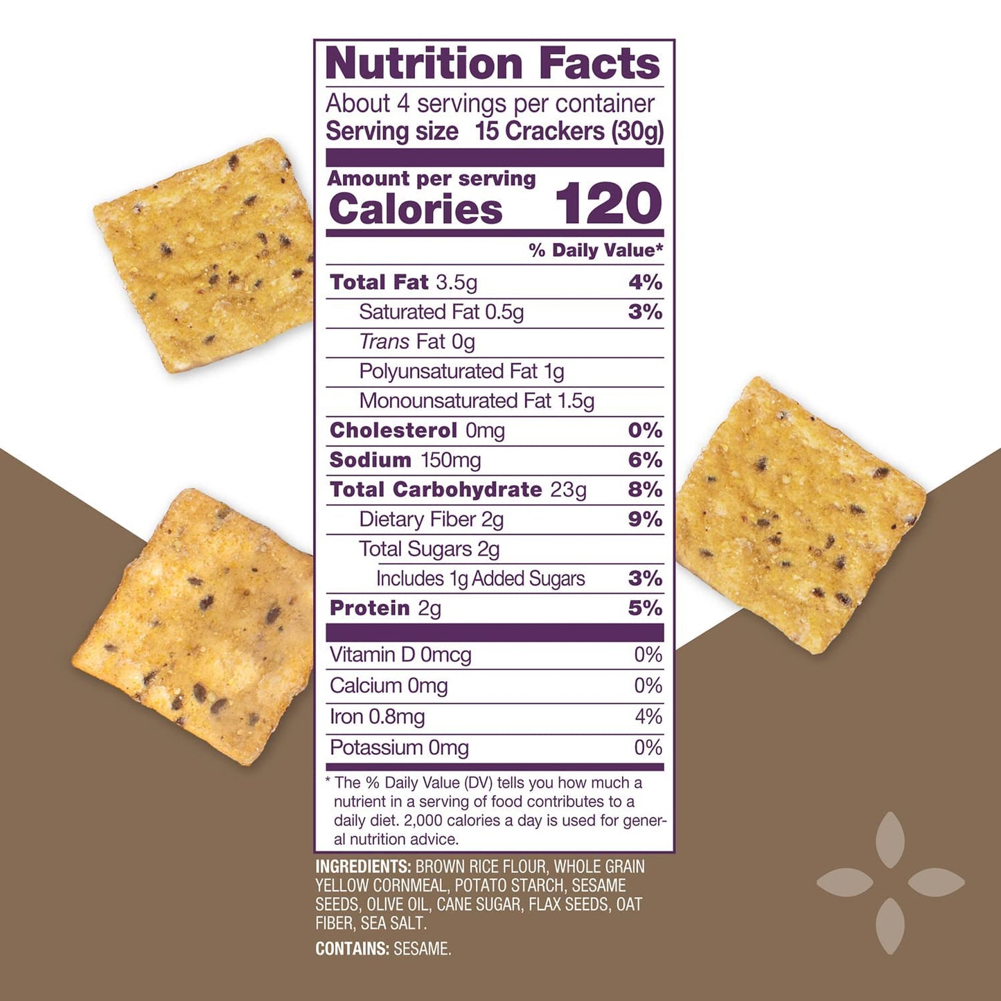 Multi Grain Gluten Free Sea Salt, Baked Rice Crunchy Crackers (Pack Of 2)- 4Oz Each
