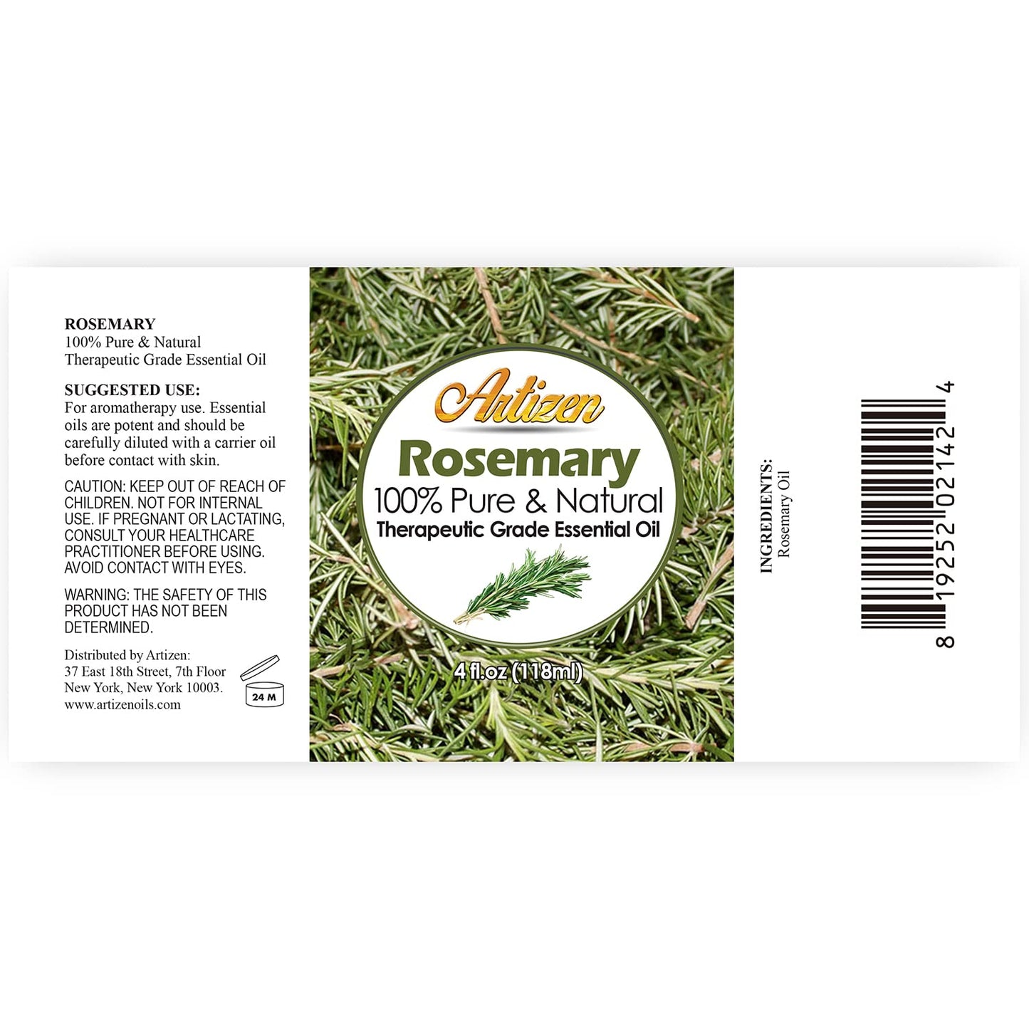 Artizen 4Oz Oils - Rosemary Essential Oil - 4 Fluid Ounces