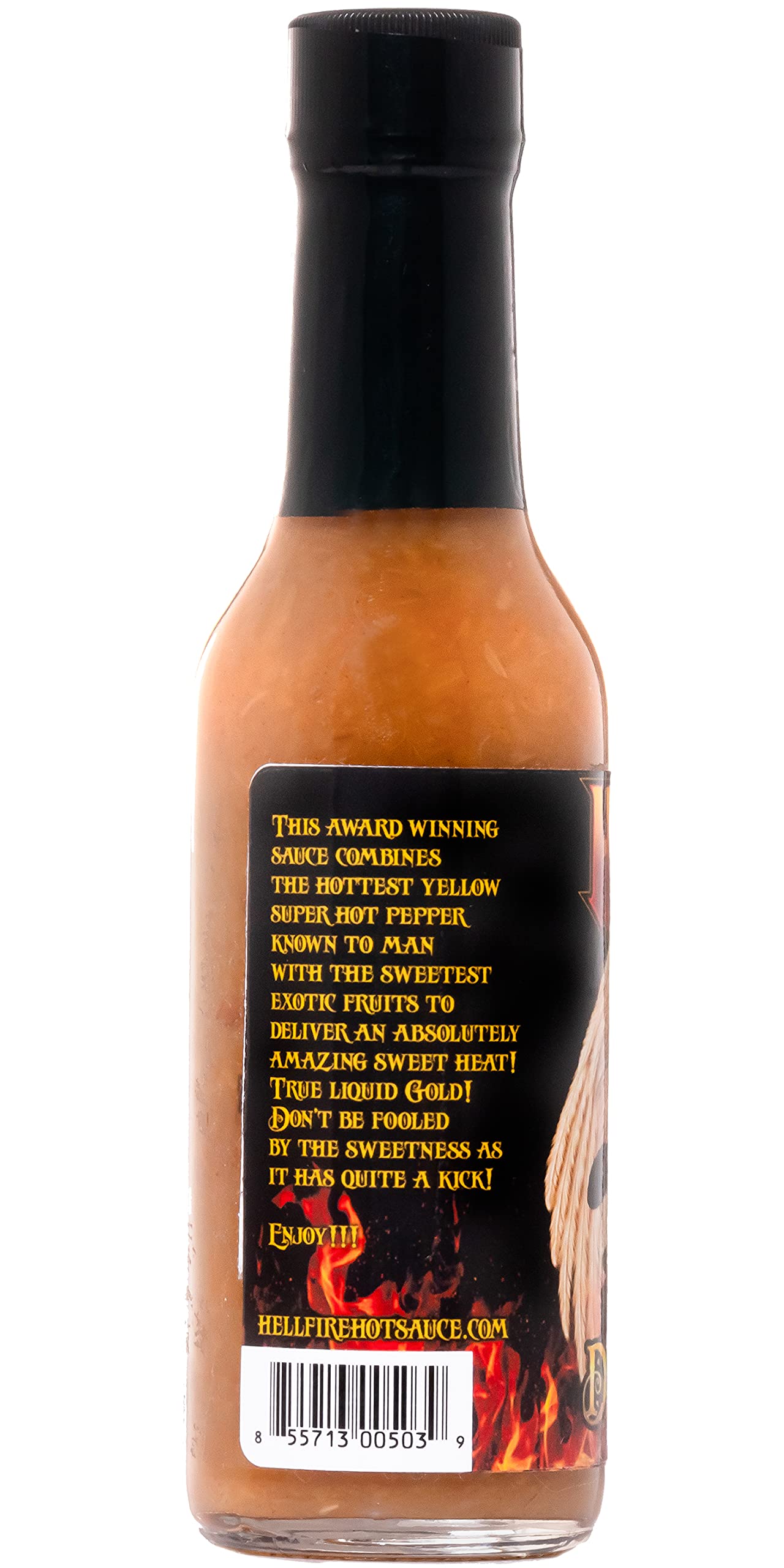 Hellfire Devil'S Gold Hot Sauce, Multi Award-Winning, Gourmet Fruit-Based Hot Sauce, Features Yellow Super Hot Peppers And Exoti