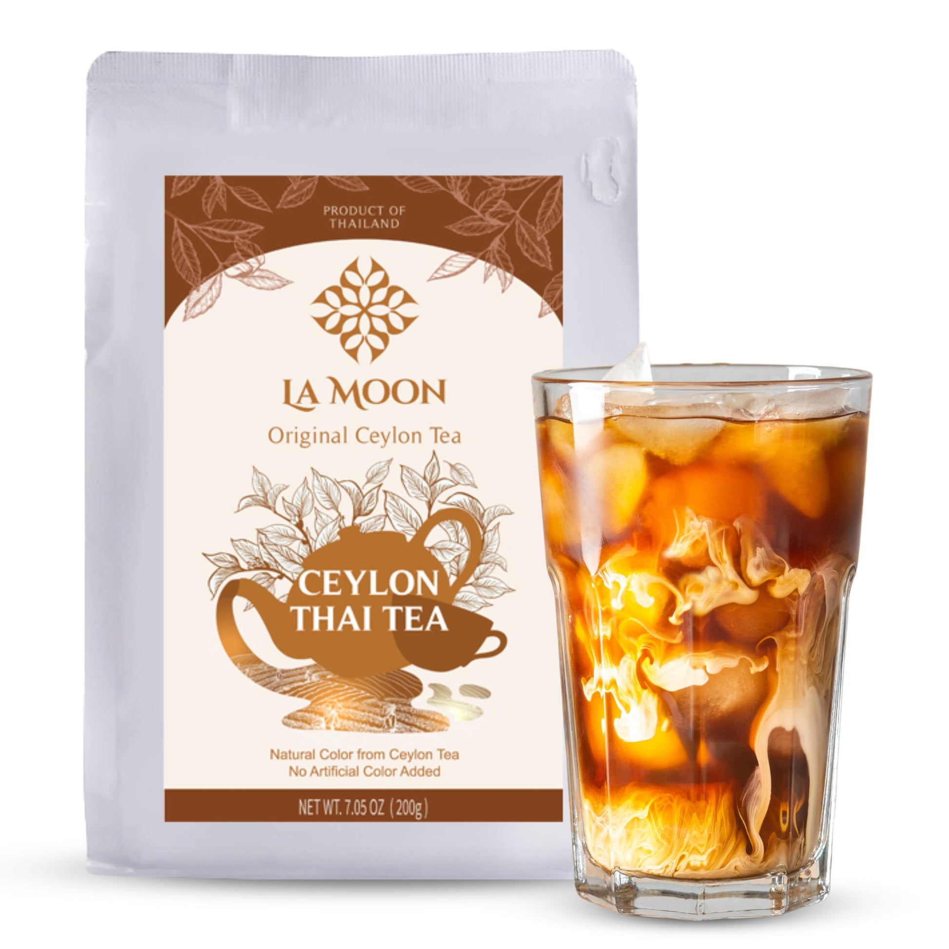 LA MOON TEA Ceylon Thai Tea Blend - 100% Ceylon Black Tea, Premium Loose Leaf, 7.05 Ounce