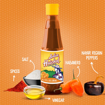 Salsa Huichol Habanera - 12-Pack (6.42 oz Each) - Made with All-Natural Ingredients, Ideal for Wings, Seafood, and Snacks