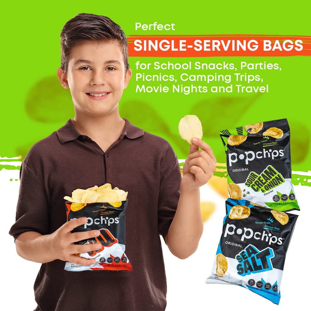 Pop N Chips Variety Pack, Sea Salt, Bbq, Sea Salt & Vinegar, Sour Cream & Onion, 0.8 Oz. Bags 30 Count Packaged By Doomi Perfect