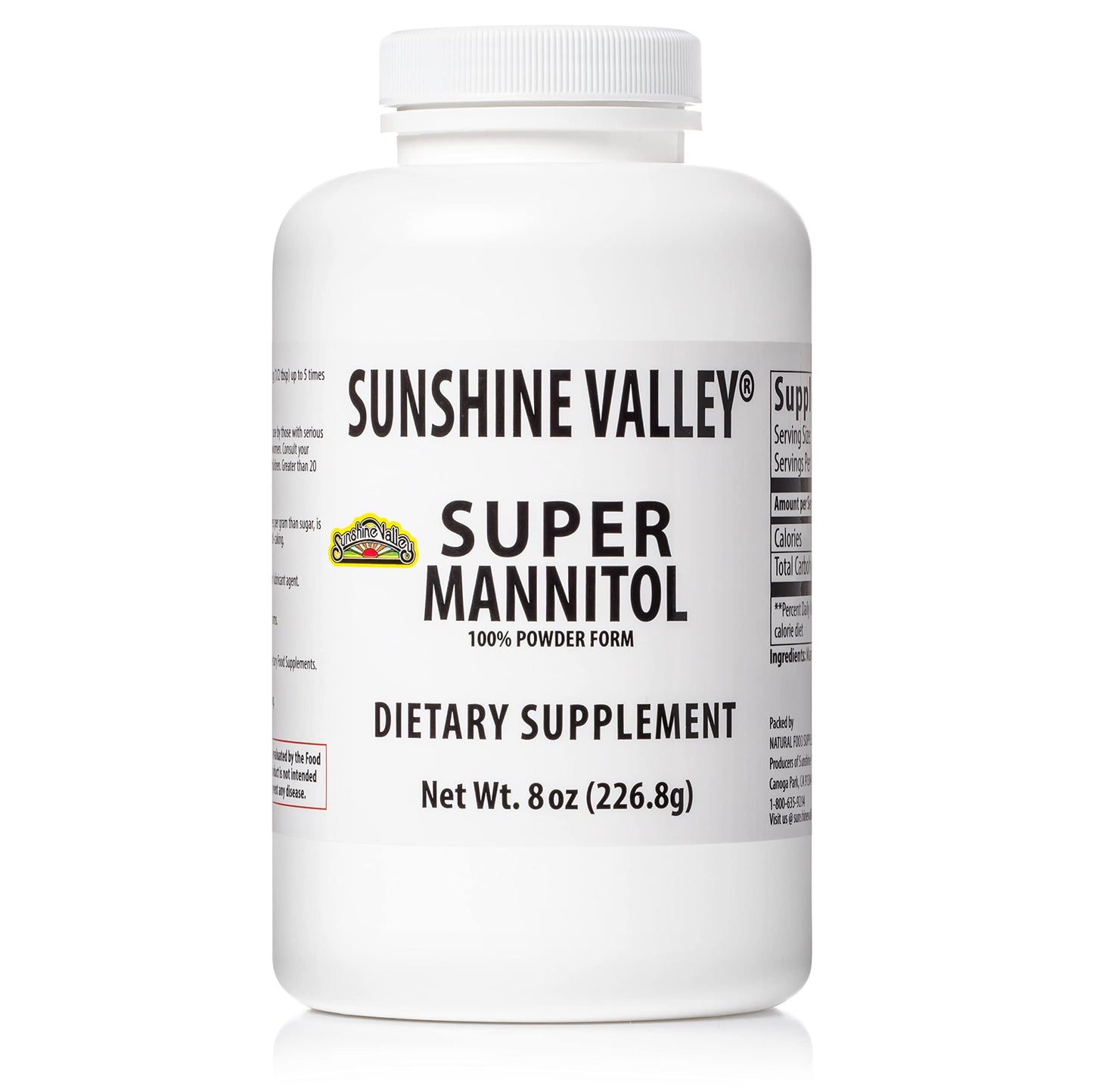 Sunshine Valley® Super Mannitol Powder, Natural Sweetener, Low Glycemic, 8 Ounce