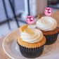 PEUTIER Disco Ball Cupcake Toppers, 30pcs Mini Picks for Dessert Decorations, Pink, Model G04106