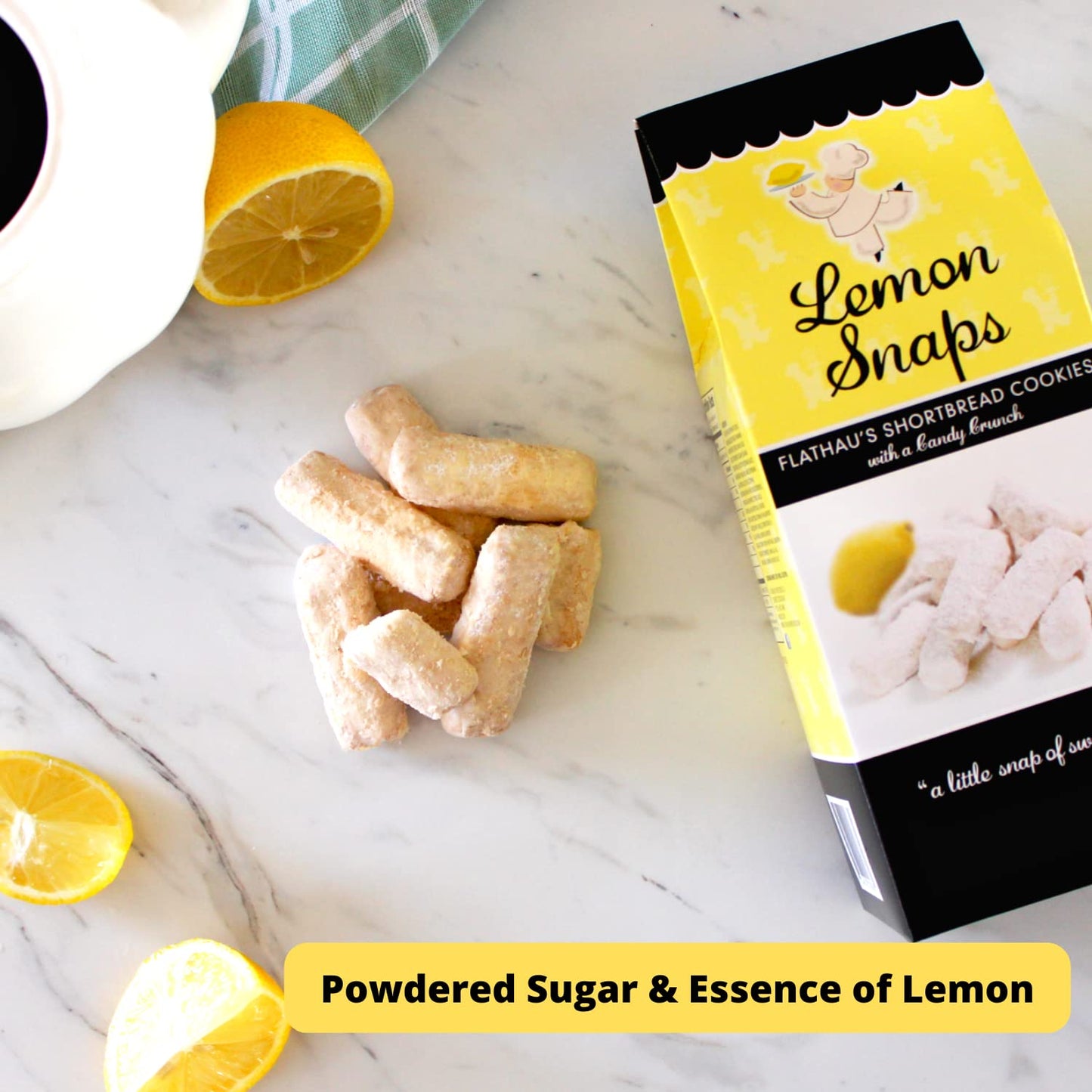 Flathau'S Fine Foods Lemon Snaps, Powdered Shortbread Cookies, 8-Ounce Boxes (Pack Of 6)