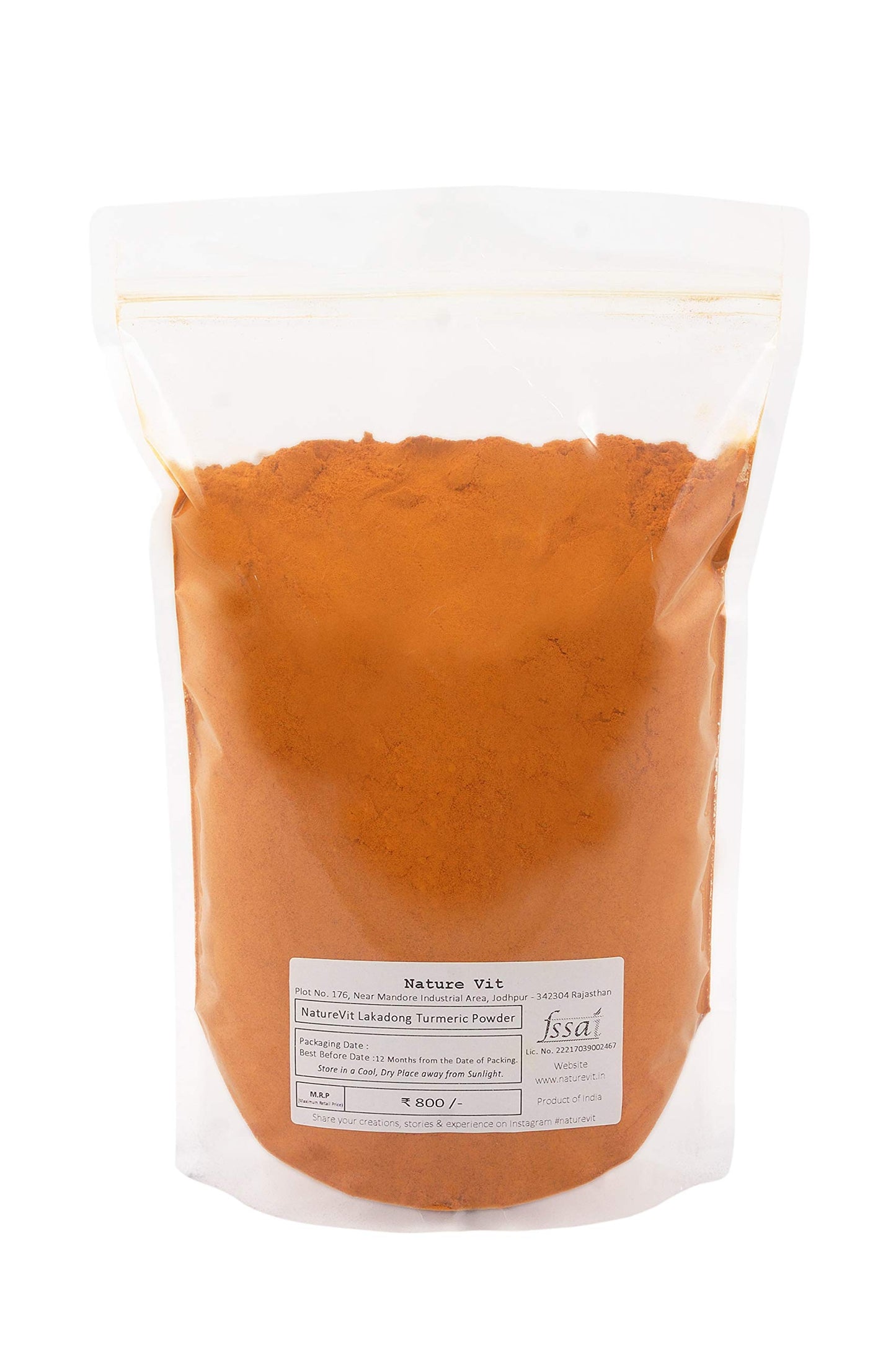 Naturevit Organic Lakadong Turmeric Powder, 1 Kg | High Curcumin Lakadong Turmeric Powder - Directly Sourced From The Organic Fa
