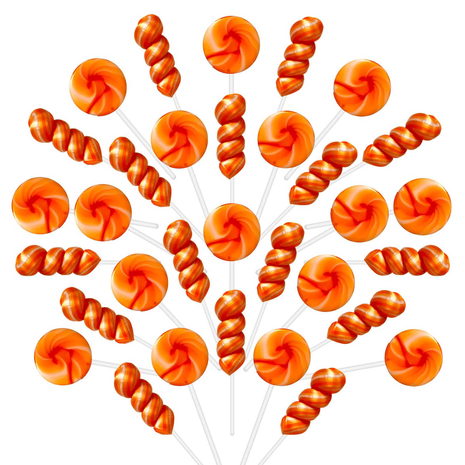 ZOFIA SWEET 32 Pack Orange Gold Twisty & Swirl Lollipops, Gluten Free, No Artificial Dyes, Individually Wrapped