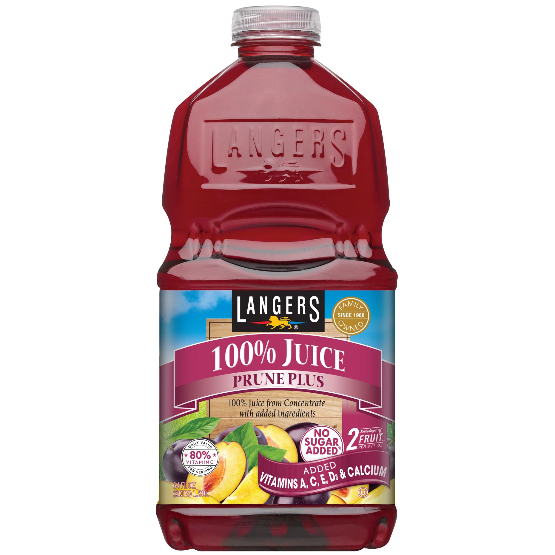 Langers Juice, Prune Plus, 64 Fluid Ounce (Pack Of 8)