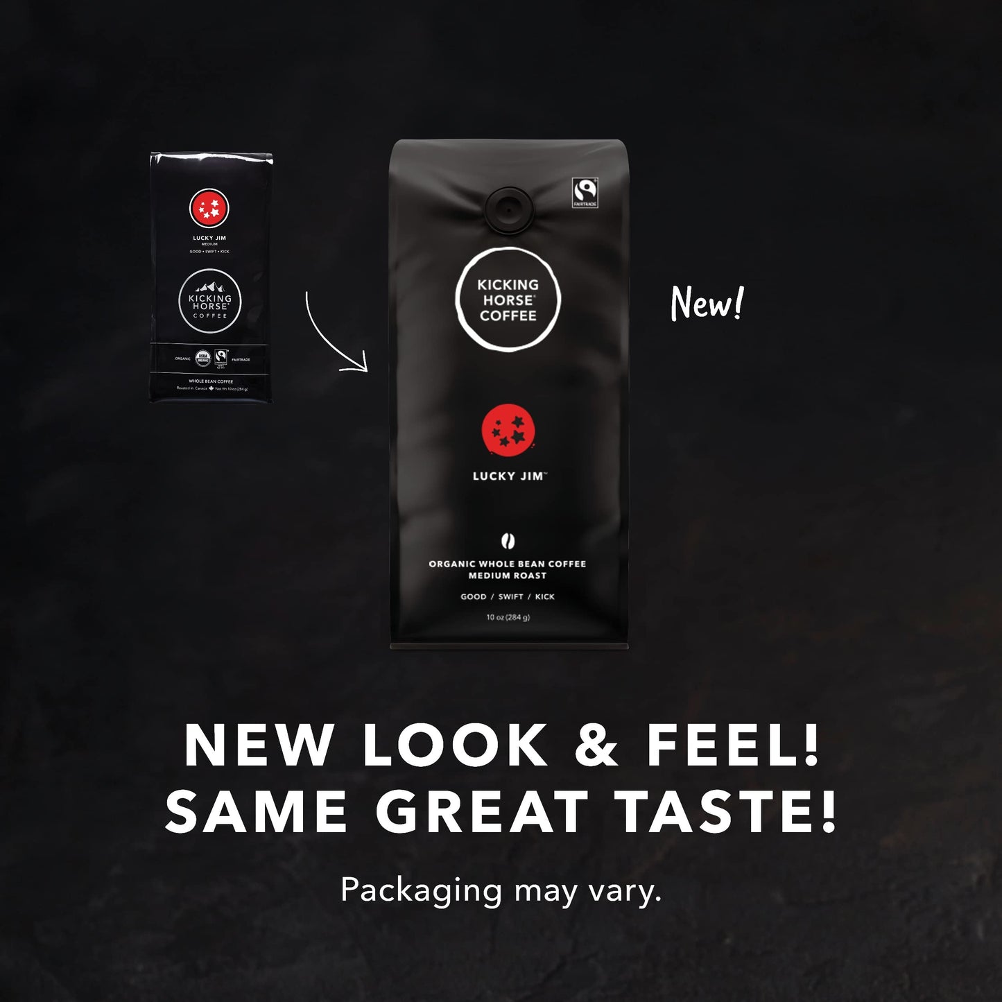 Kicking Horse Coffee Lucky Jim Whole Beans, Medium Roast, Certified Organic Fairtrade Kosher Coffee, Black, 10 Oz
