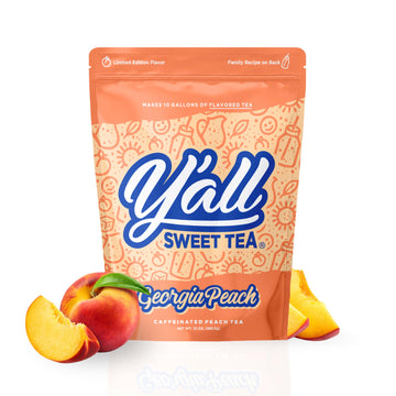 Yall Sweet Tea Peach Flavored Iced Tea Bags - 1 Gallon Size, 10 Bags Per Pack, Caffeinated, Quick Brew Southern Sweet Tea