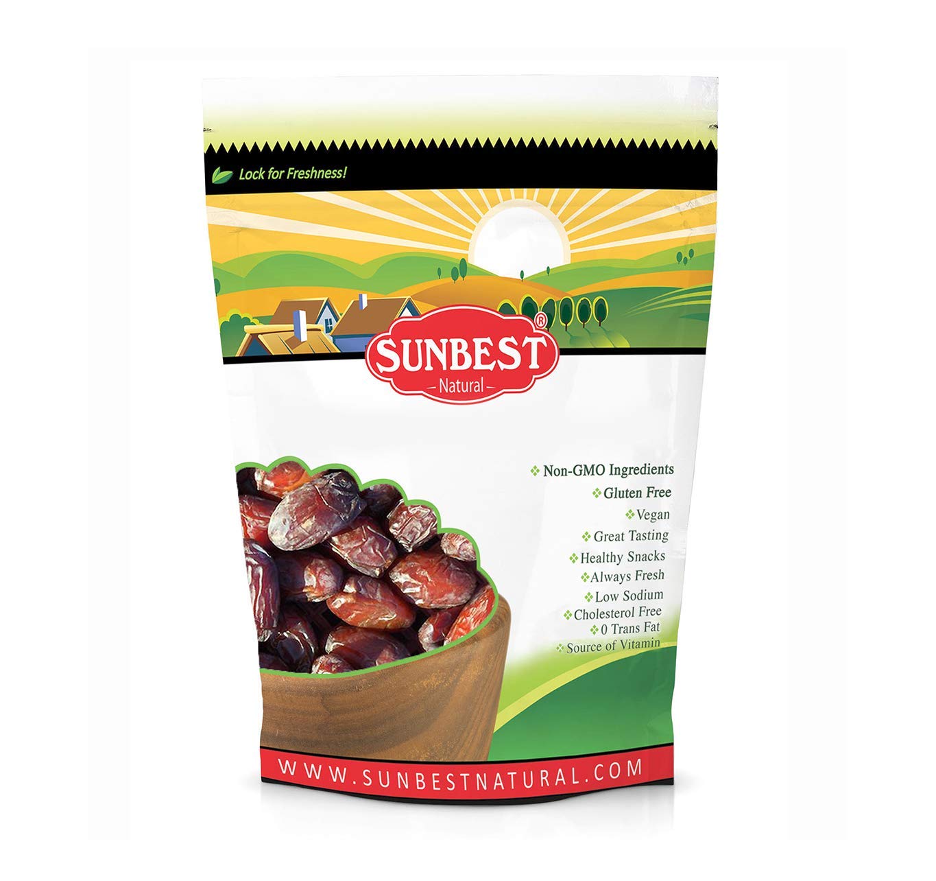 Sunbest Natural Sun-Dried Dates, Pitted 80 Oz (5 Lbs) 1 Pack - Naturally Sweet And Chewy - Vegan, Kosher Certified, Non-Gmo, No Sugar Added - Perfect Healthy Snack & Recipe Enhancer