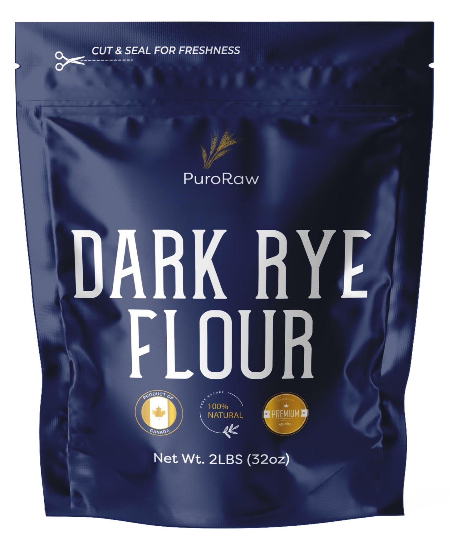 Dark Rye Flour, 2Lbs, Dark Rye Flour For Bread Machine, Pumpernickel Flour, Whole Rye Flour For Baking, Rye Bread Flour, Pumpernickel Meal, Non-Gmo, Batch Tested, Product Of Canada, By Puroraw.