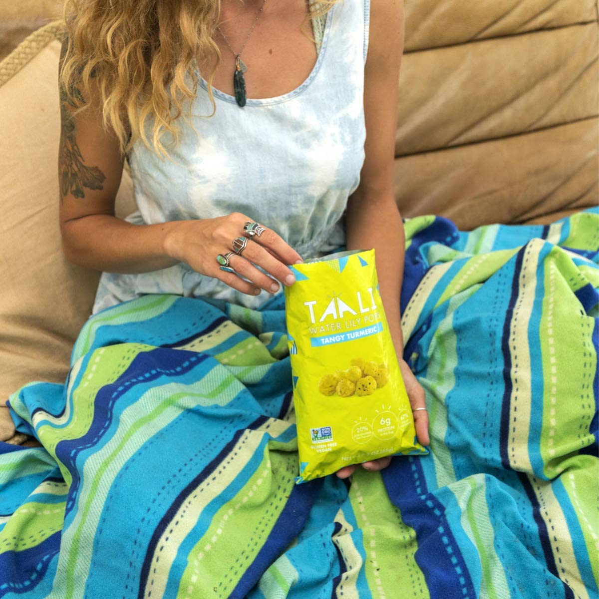 Taali Tangy Turmeric Water Lily Pops (4-Pack) - Roasted Fox Nuts Makhana Snack | Crunchy Indian Healthy Snacks | Protein-rich, V