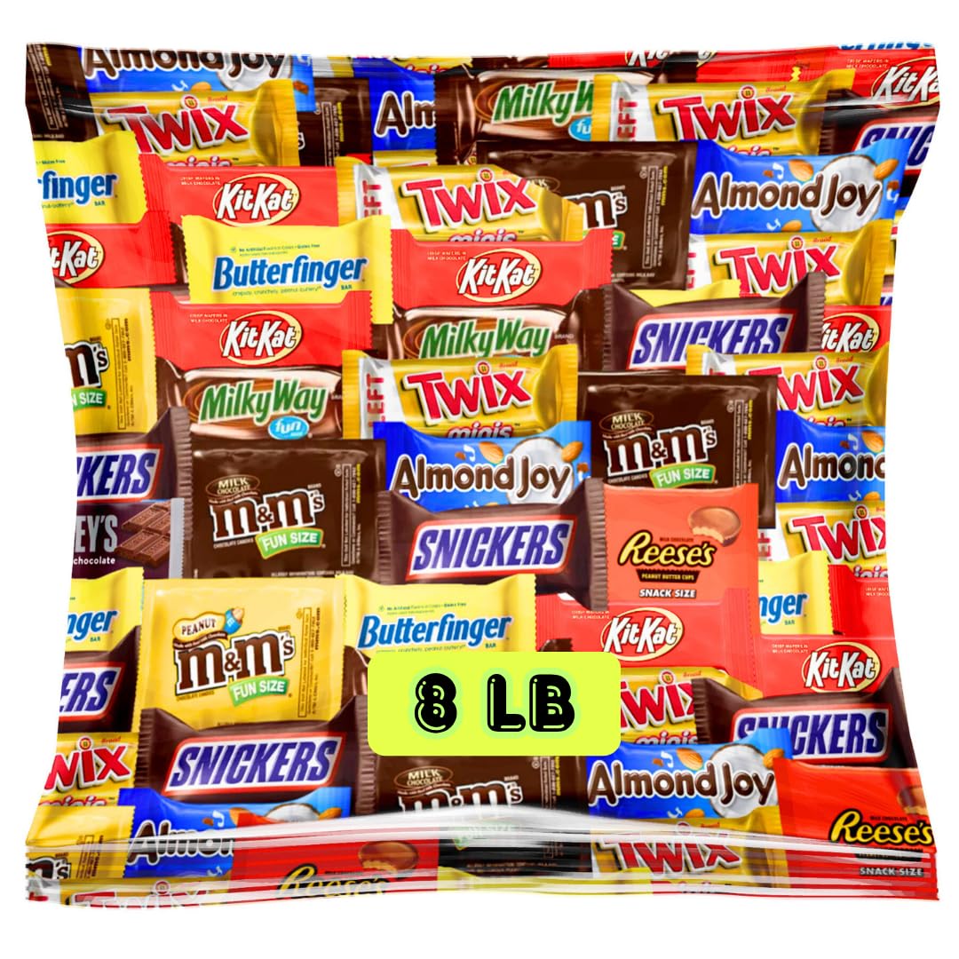 Assorted Fun-Size Chocolate Candy Mix – 8 Lb Bulk Variety Bag – Individually Wrapped Minis For Parties, Gift Baskets, Candy Buffets, Office   & Special Occasions