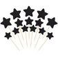 Gyufise 42Pcs Mixed Size Black Little Star Cupcake Toppers Glitter Twinkle Star Cupcake Picks Wedding Engagement Bridal Shower Baby Shower Birthday Party Cake Decorations Supplies