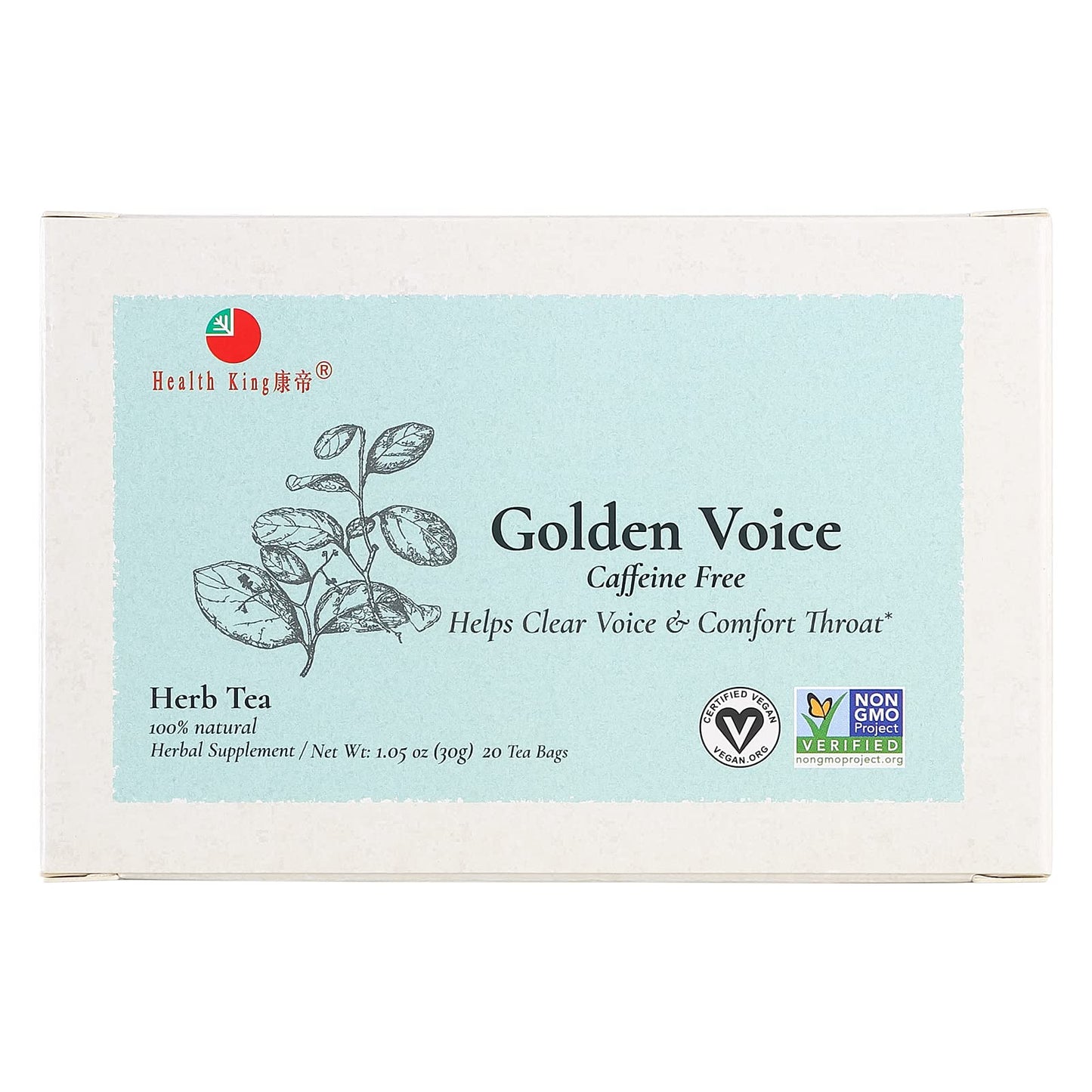 Health King Golden Voice Herb Tea, 20 Count