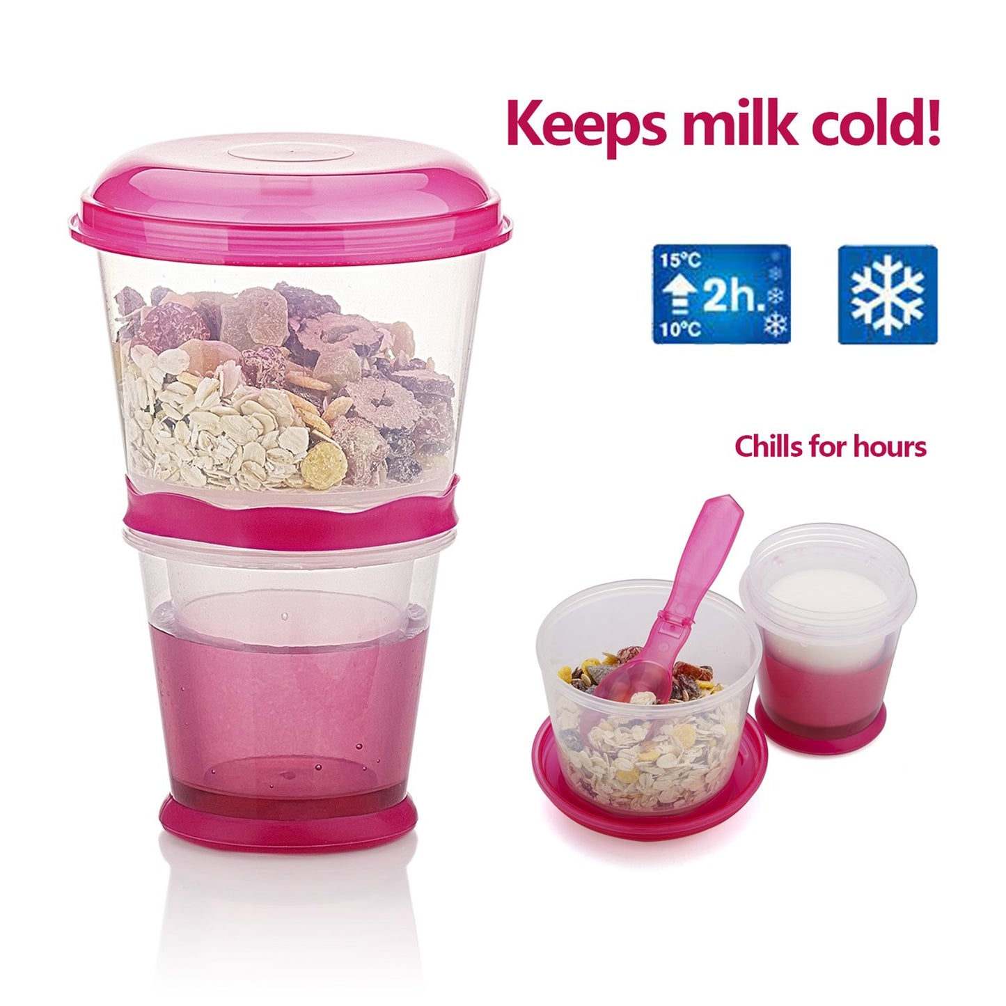 Cereal On The Go, Cup Container Breakfast Drink Milk Cups Portable Yogurt And Travel To-Go Food Containers Storage With Spoon(Re