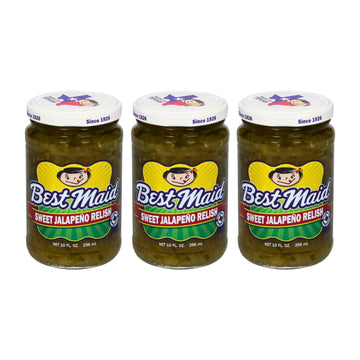Best Maid Products Pickle Relish 10 Ounce 3 Packs - Sweet, Dill, Jalapeno Sweet, or Jalapeno Mustard (Jalapeno Sweet Relish)