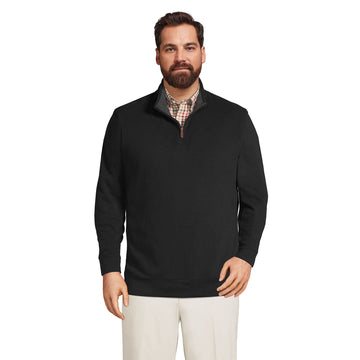Lands End Mens Bedford Rib Quarter Zip Sweater Black Regular X-Large