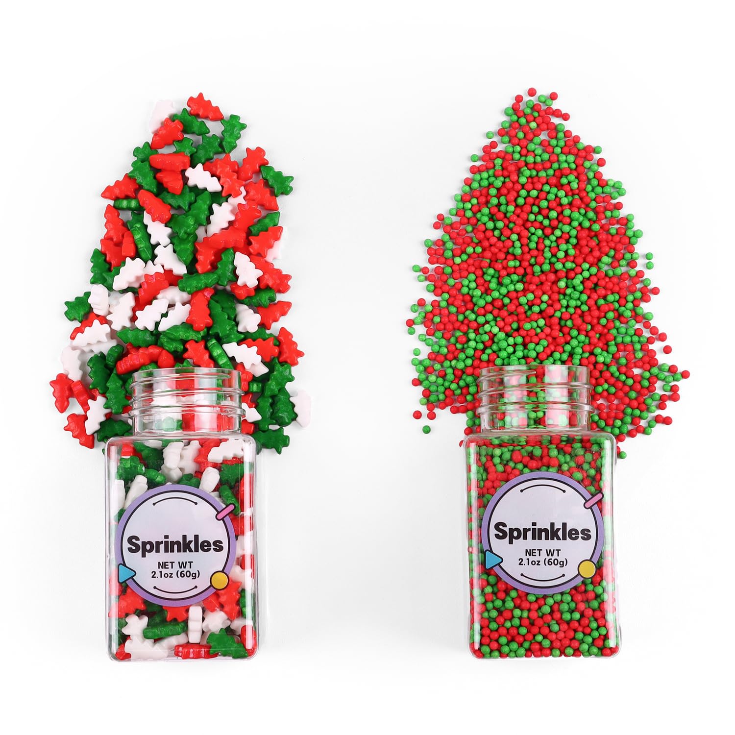 Edible Christmas Sprinkles for Cake Decorating, Christmas Tree Sprinkles, Christmas Rainbow Nonpareils Sprinkles for Chocolate, 