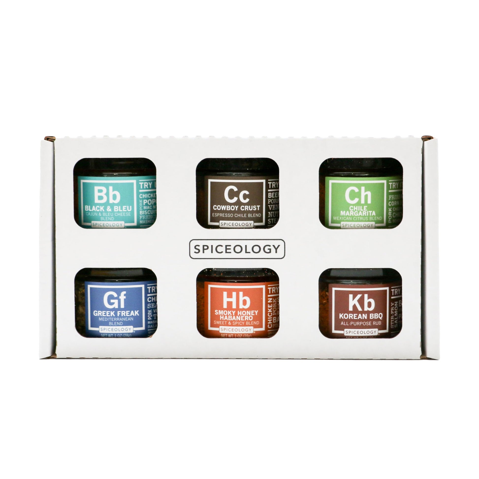 Spiceology BBQ Seasoning Gift Set - 6 Spice Blends: Cajun, Mexican, Espresso, Greek, Spicy, Korean - 28.4 Ounce