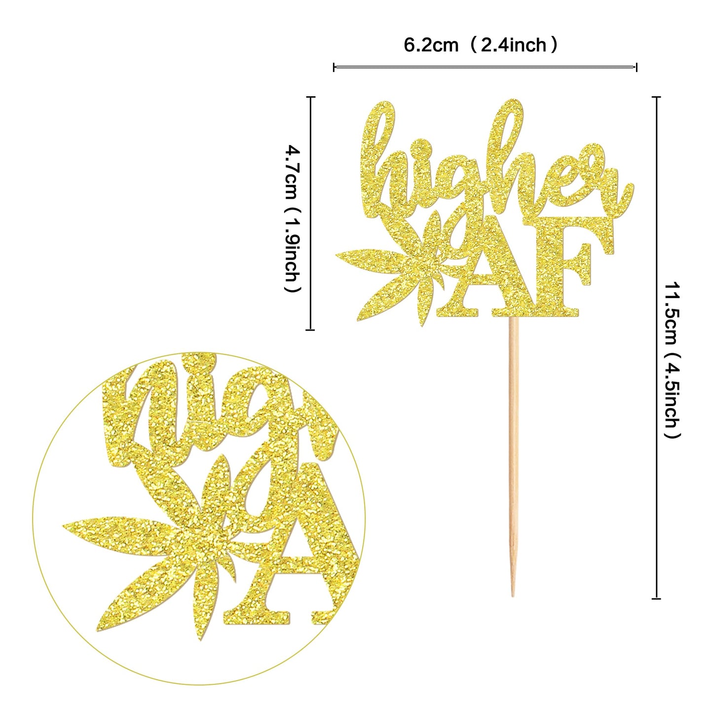 Ercadio Gold Glitter Cupcake Toppers - 24 Pcs Birthday Party Decorations Supplies